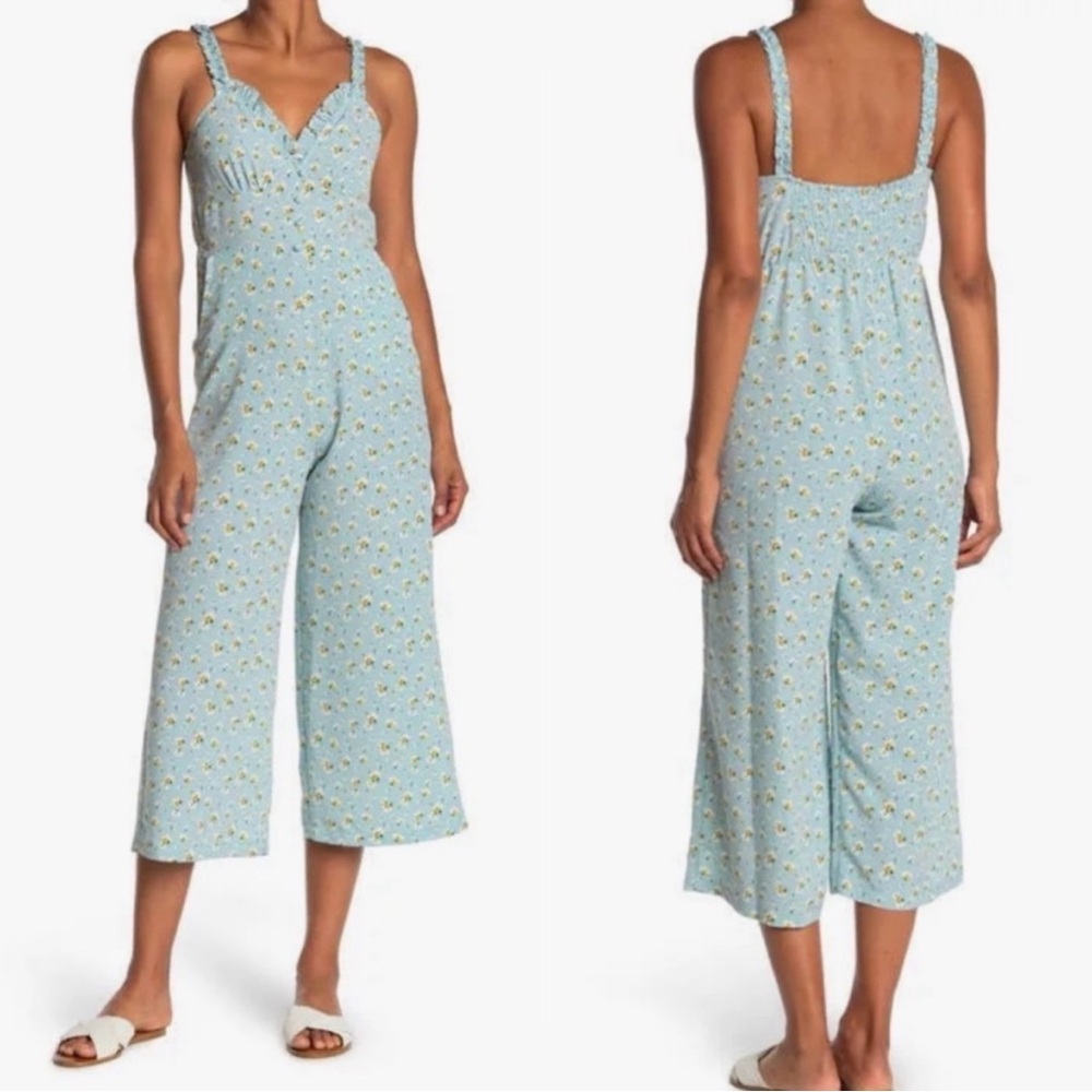 Topshop Blue Ditsy Floral Wide Leg Jumpsuit (Size 6) - EUC